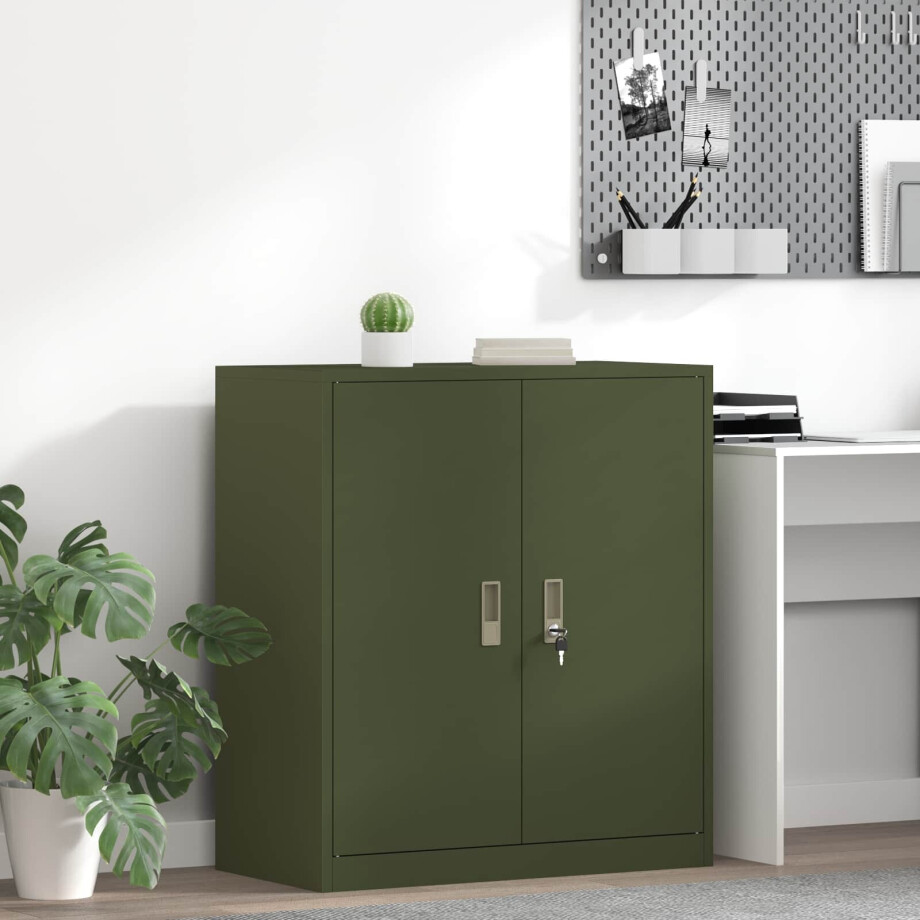vidaXL Opbergkast Olijf Groen 80 x 40 x 90 cm Staal afbeelding 1