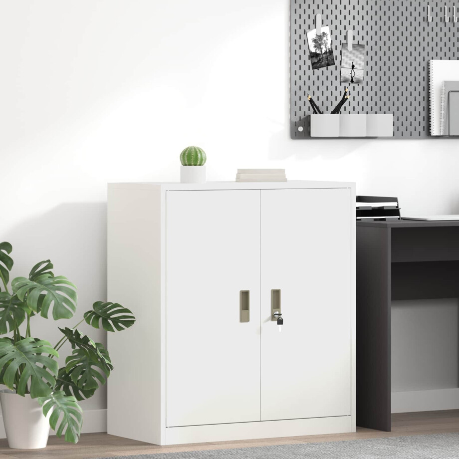 vidaXL Opbergkast Wit 80 x 40 x 90 cm Staal afbeelding 1