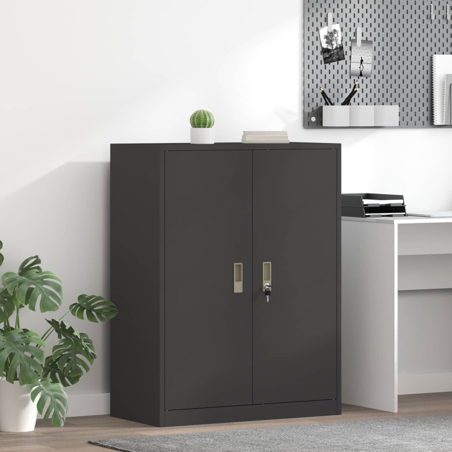 vidaXL Opbergkast Zwart 80 x 40 x 105 cm Staal afbeelding 1