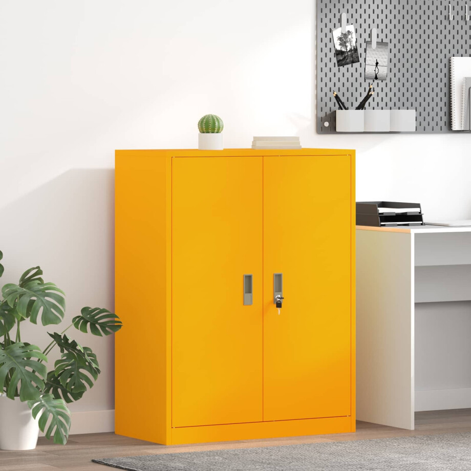 vidaXL Opbergkast Mosterdgeel 80 x 40 x 105 cm Staal vidaXL Opbergkast Mosterdgeel 80 x 40 x 105 cm Staal afbeelding 1