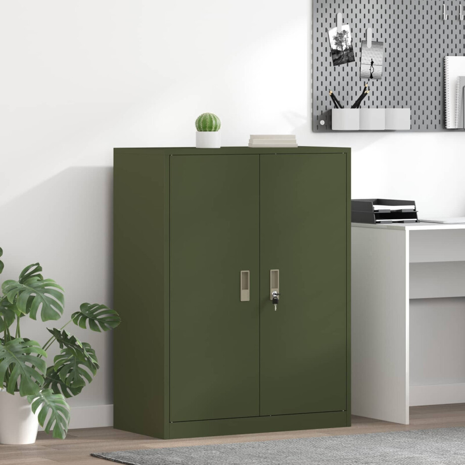 vidaXL Opbergkast Olijf Groen 80 x 40 x 105 cm Staal afbeelding 1