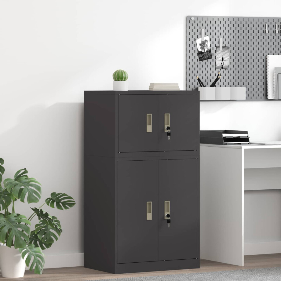vidaXL Opbergkast Zwart 60 x 40 x 40 cm Staal afbeelding 1
