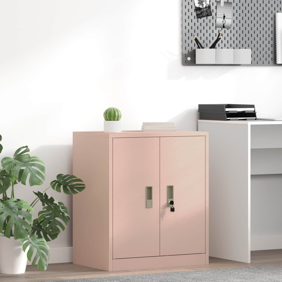 vidaXL Opbergkast Roze 60 x 40 x 70 cm Staal afbeelding 1