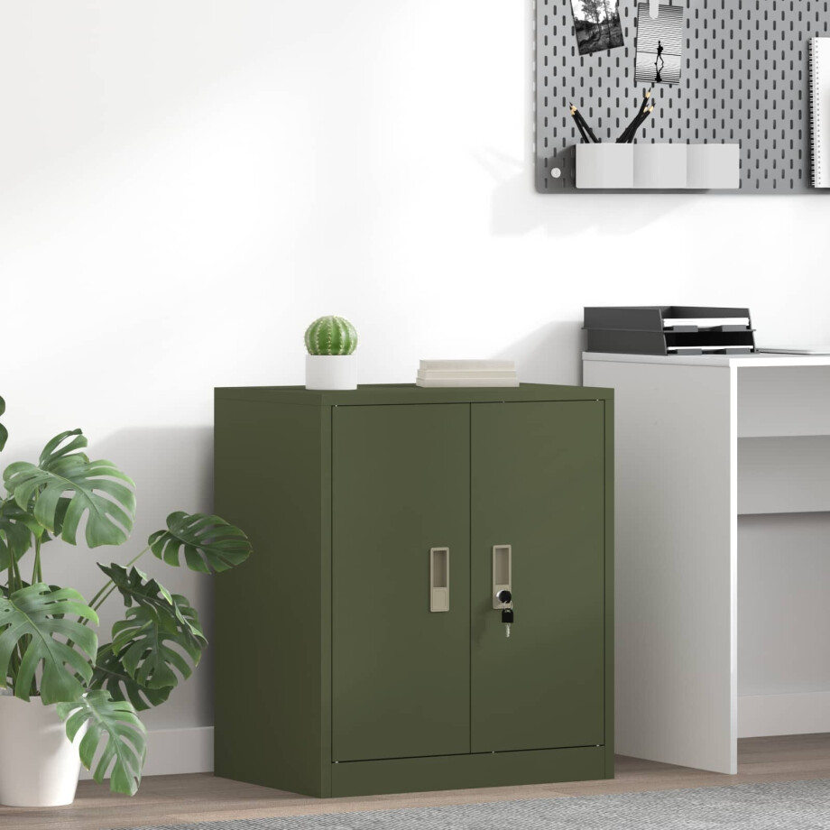 vidaXL Opbergkast Olijf Groen 60 x 40 x 70 cm Staal afbeelding 1