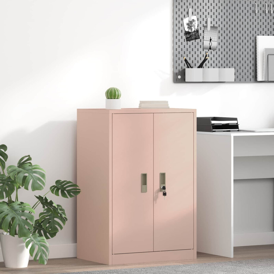 vidaXL Opbergkast Roze 60 x 40 x 90 cm Staal afbeelding 1