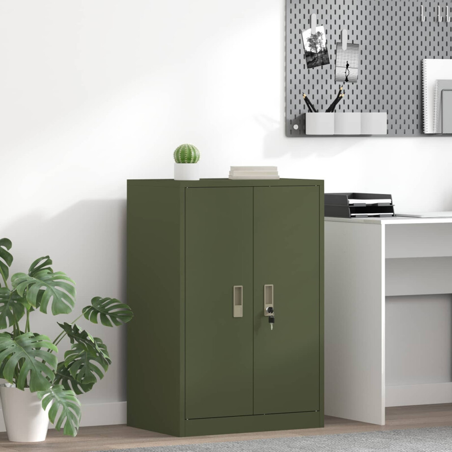 vidaXL Opbergkast Olijf Groen 60 x 40 x 90 cm Staal afbeelding 1