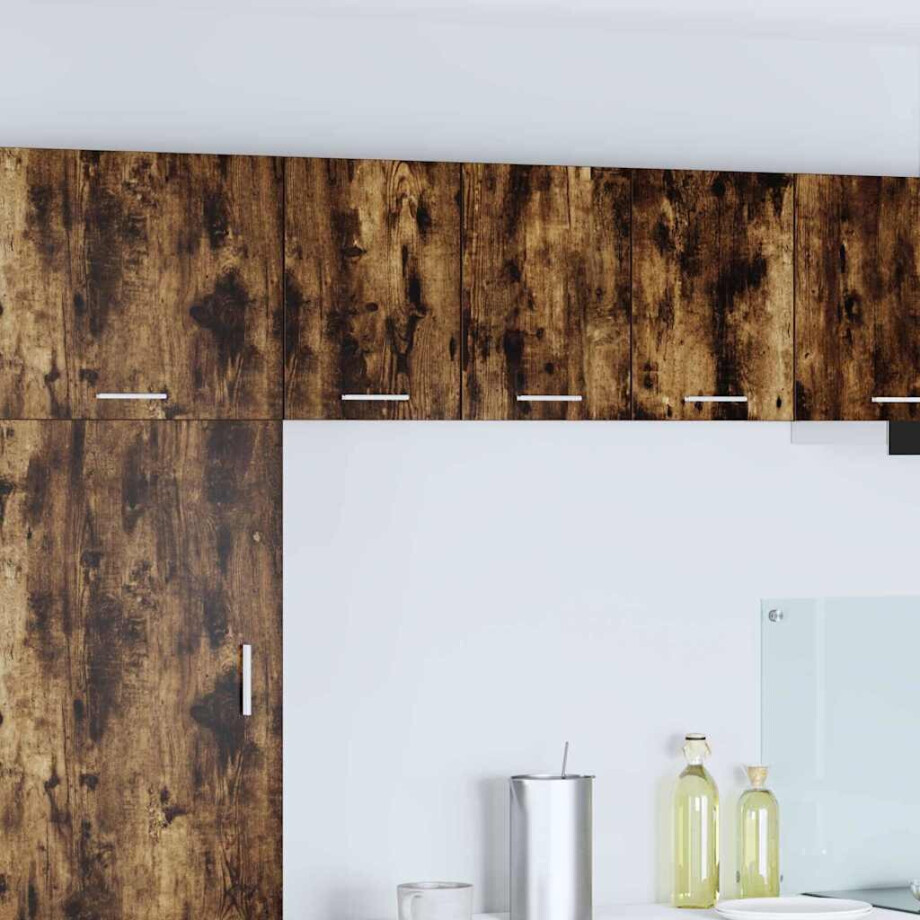 vidaXL Hangkast Gerookte Eik en Wit 30 x 31 x 40 cm Bewerkt hout afbeelding 1