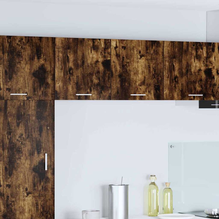 vidaXL Hangkast Gerookte Eik en Wit 40 x 31 x 40 cm Bewerkt hout afbeelding 1