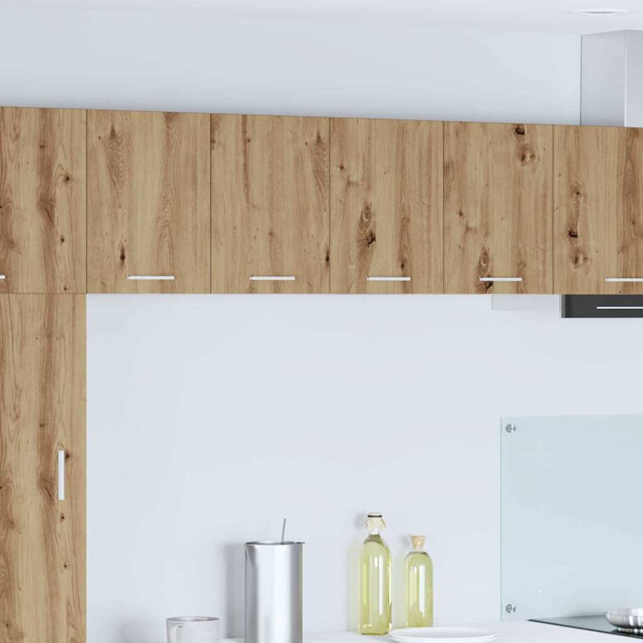 vidaXL Hangkast 2 st Ambachtelijke Eik en Wit Bewerkt hout afbeelding 1