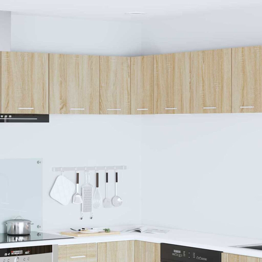 vidaXL Hangkast Sonoma Eik en Wit 57 x 57 x 40 cm Bewerkt hout afbeelding 1