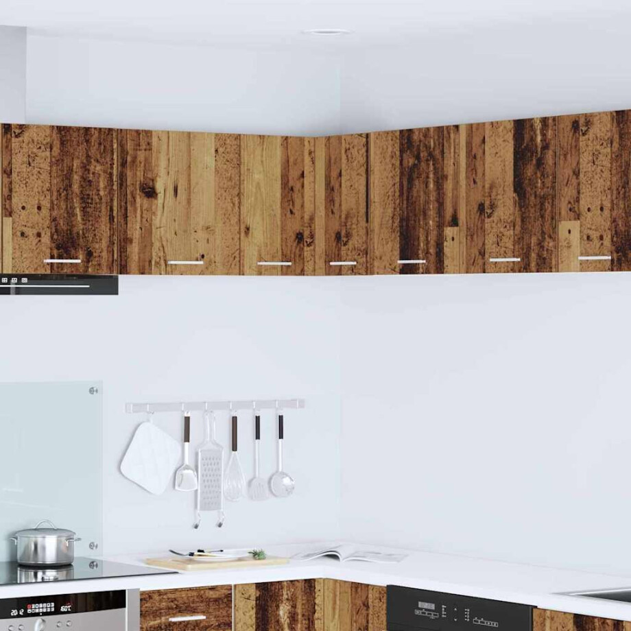 vidaXL Hangkast Oude Hout en Wit 57 x 57 x 40 cm Bewerkt hout afbeelding 1
