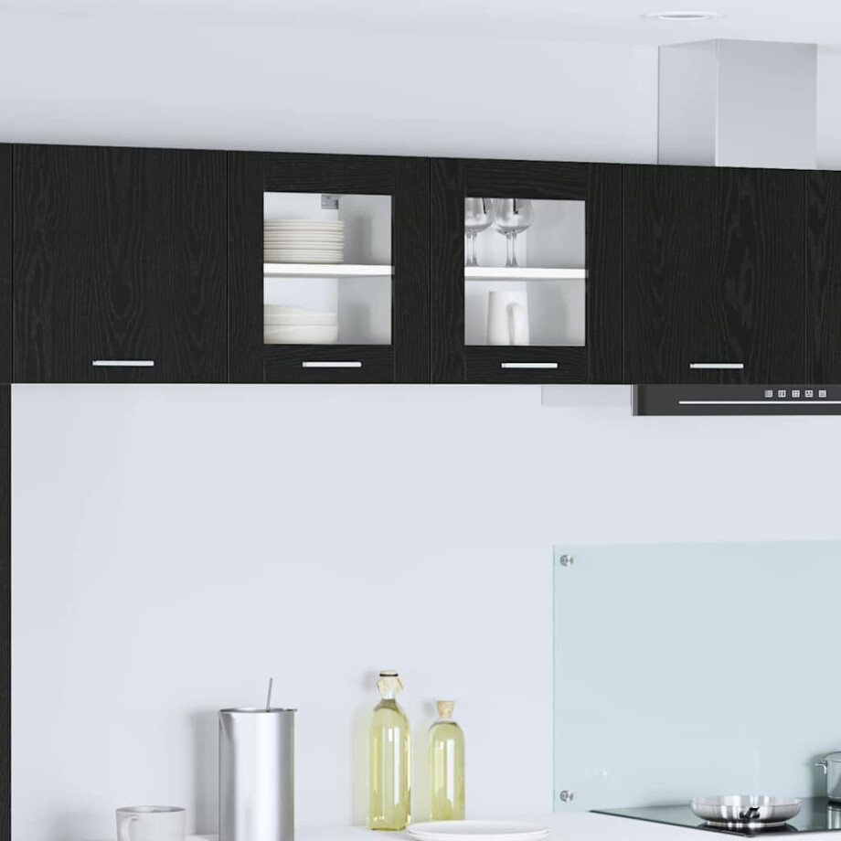 vidaXL Hangkast met opslag Zwart Eiken 40 x 31 x 40 cm Bewerkt hout vidaXL Hangkast met opslag Zwart Eiken 40 x 31 x 40 cm Bewerkt hout afbeelding 1