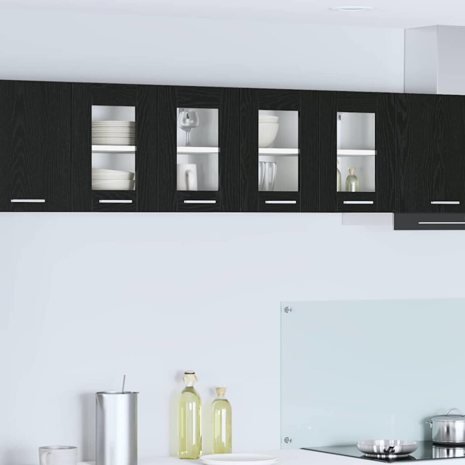 vidaXL Hangkast 2 pcs Zwart Eiken 60 x 31 x 40 cm Bewerkt hout vidaXL Hangkast 2 pcs Zwart Eiken 60 x 31 x 40 cm Bewerkt hout afbeelding 1