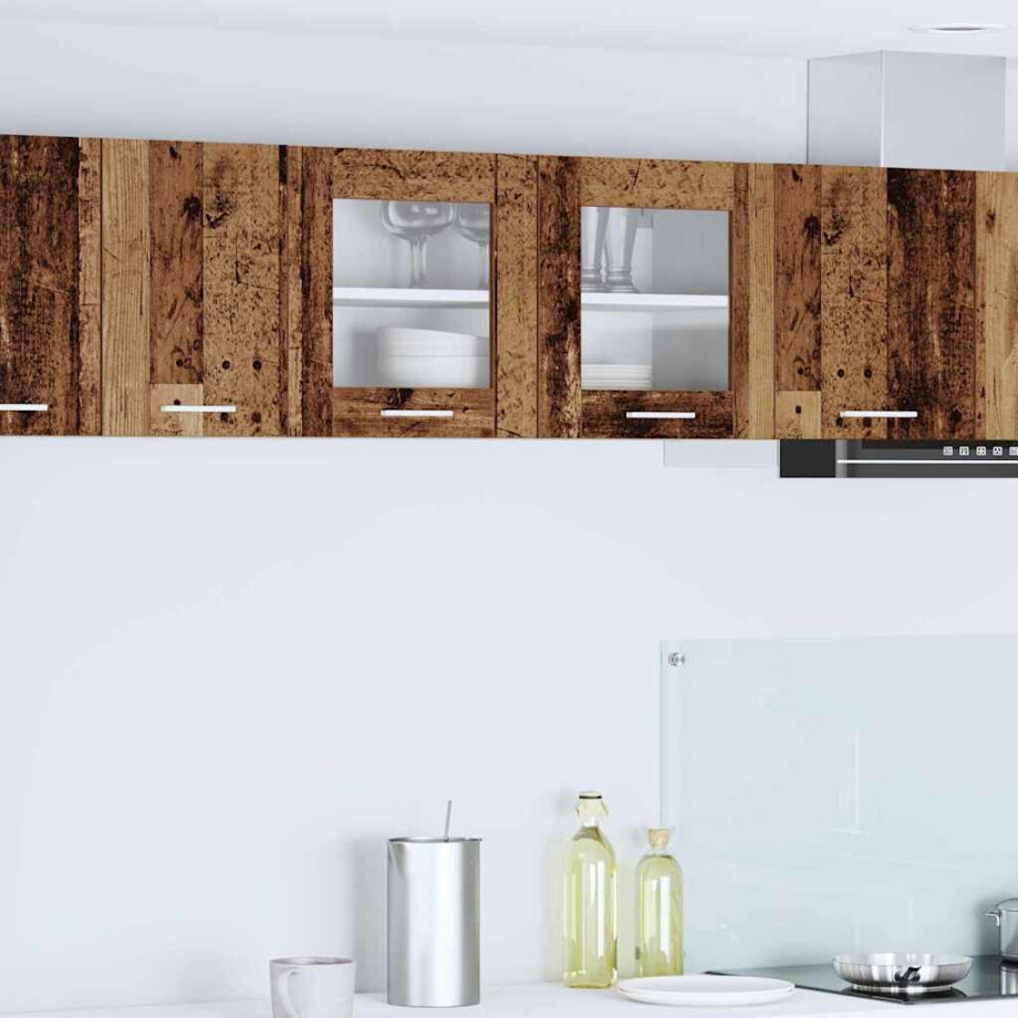 vidaXL Hangkast Oude Hout en Wit 80 x 31 x 40 cm Bewerkt hout afbeelding 1