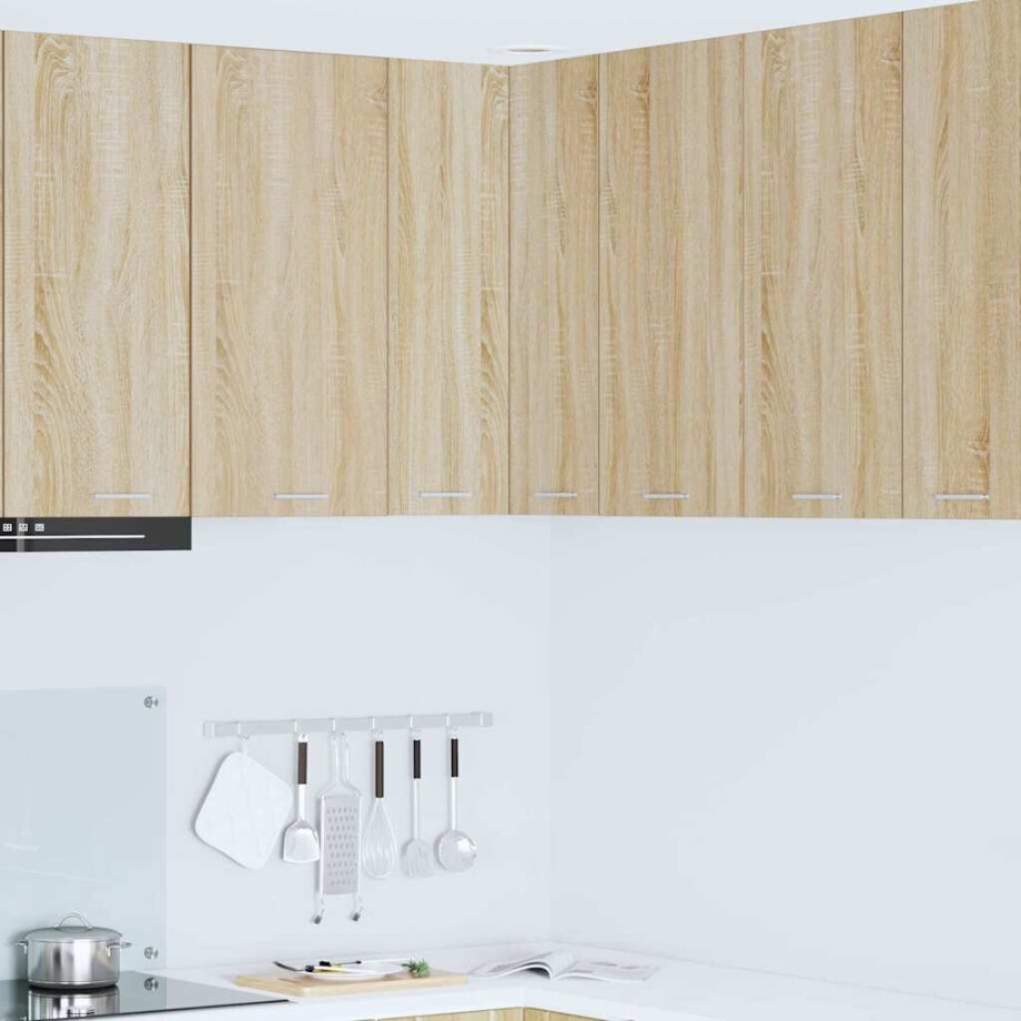 vidaXL Hangkast Sonoma Eik en Wit 57 x 57 x 80 cm Bewerkt hout afbeelding 1