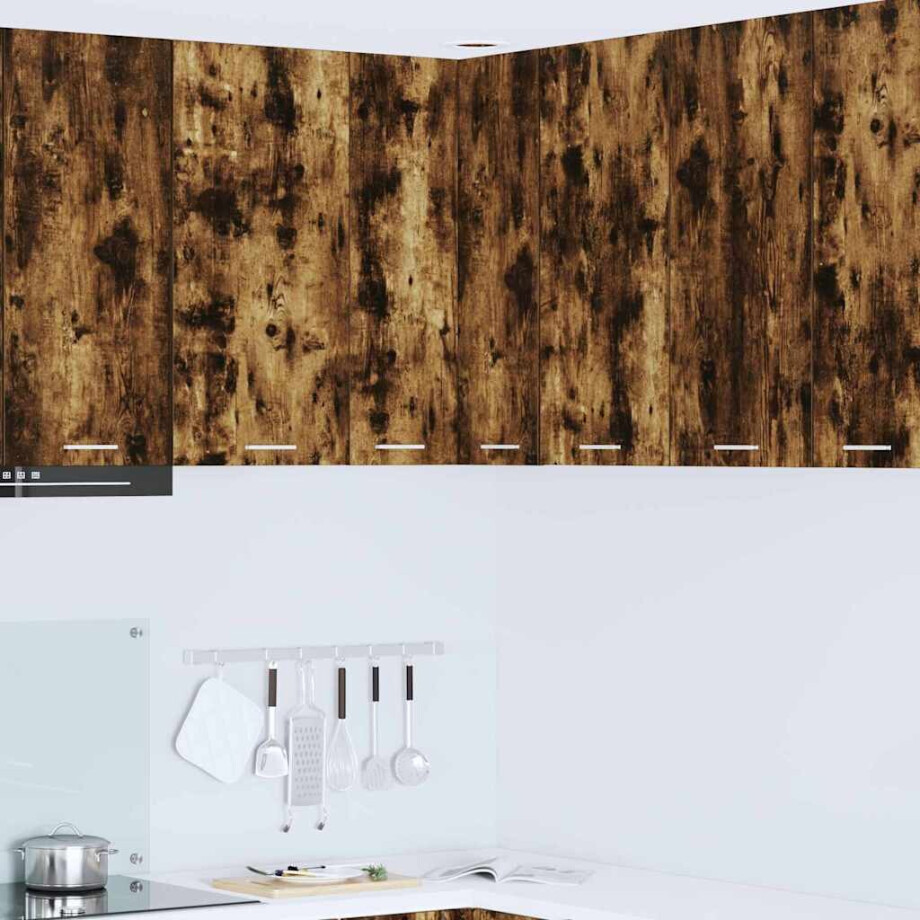 vidaXL Hangkast Gerookte Eik en Wit 57 x 57 x 80 cm Bewerkt hout afbeelding 1