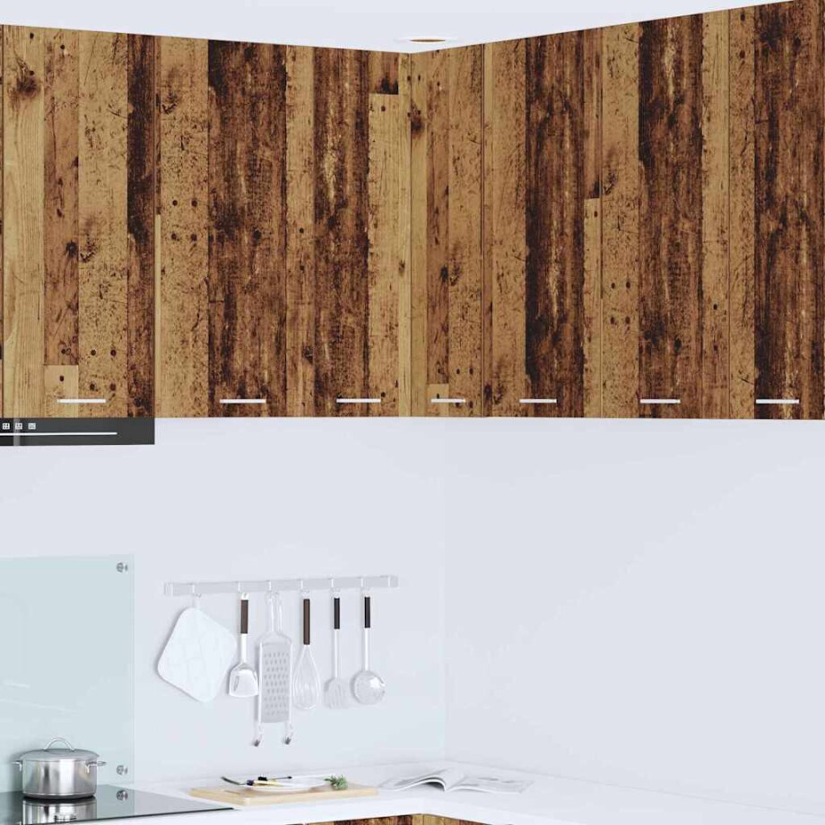 vidaXL Hangkast Oude Hout en Wit 57 x 57 x 80 cm Bewerkt hout afbeelding 1