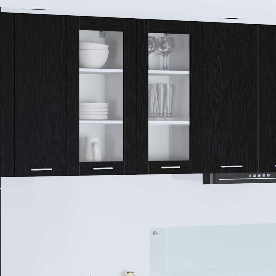 vidaXL Hangkast met opslag Zwart Eiken 40 x 31 x 80 cm Bewerkt hout vidaXL Hangkast met opslag Zwart Eiken 40 x 31 x 80 cm Bewerkt hout afbeelding 1