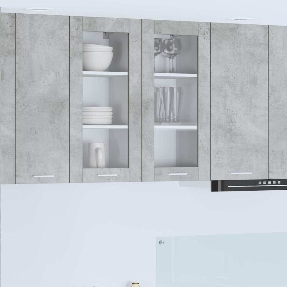 vidaXL Hangkast 2 pcs Beton Grijs 40 x 31 x 80 cm Bewerkt hout afbeelding 1
