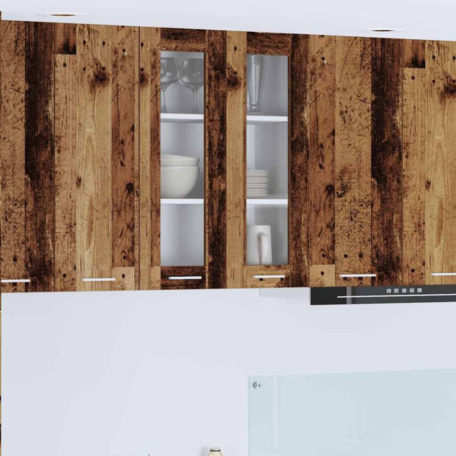 vidaXL Hangkast met opslag Oudhout 60 x 31 x 80 cm Bewerkt hout afbeelding 1