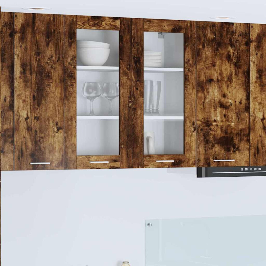 vidaXL Hangkast met opslag Gerookt eiken 80 x 31 x 80 cm Bewerkt hout vidaXL Hangkast met opslag Gerookt eiken 80 x 31 x 80 cm Bewerkt hout afbeelding 1