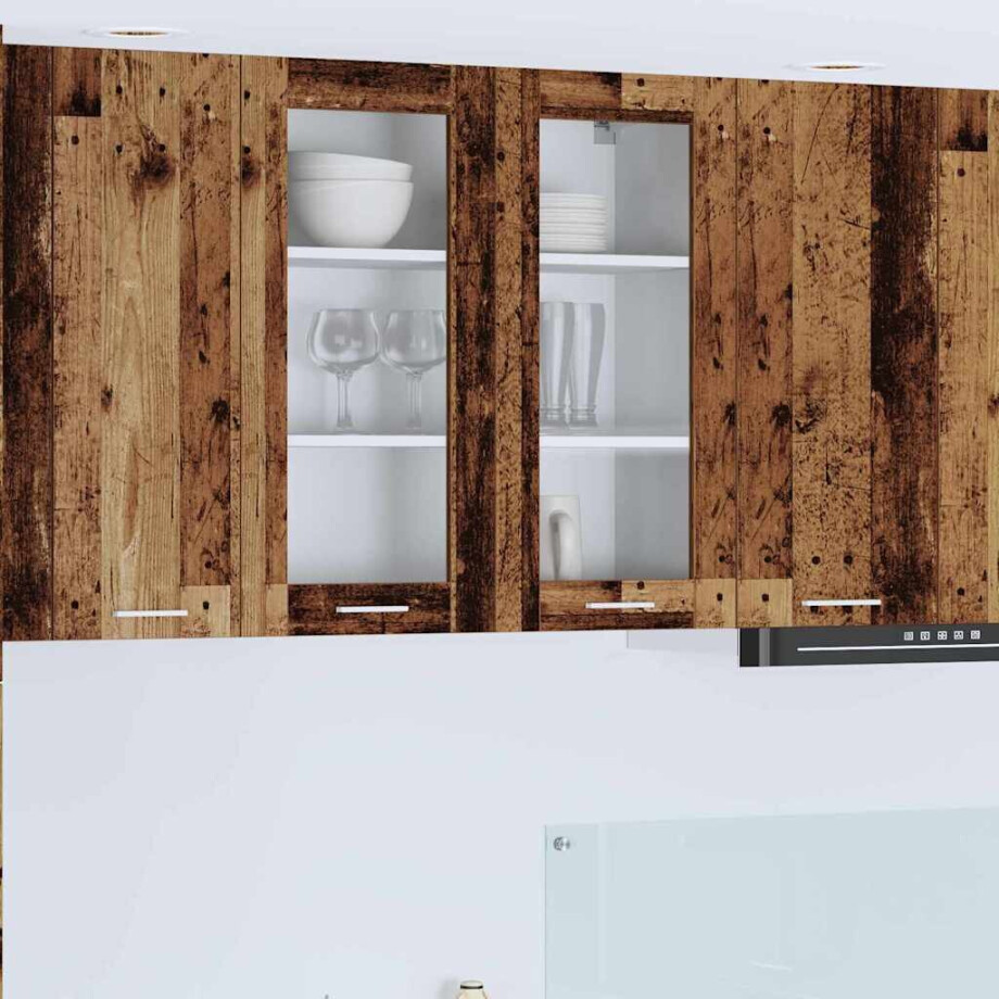 vidaXL Hangkast met opslag Oudhout 80 x 31 x 80 cm Bewerkt hout afbeelding 1