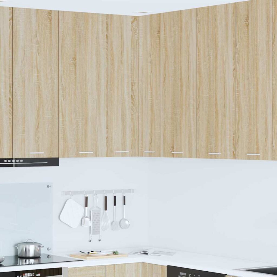 vidaXL Hangkast Sonoma Eik en Wit 57 x 57 x 100 cm Bewerkt hout afbeelding 1