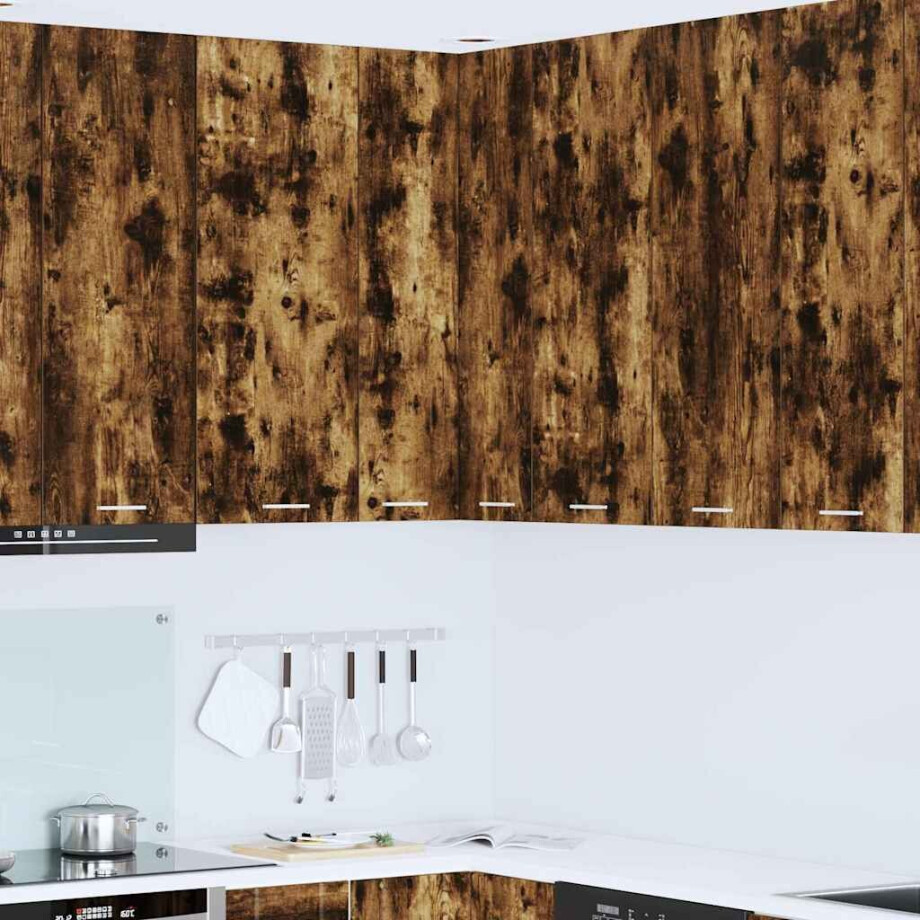 vidaXL Hangkast Gerookte Eik en Wit 57 x 57 x 100 cm Bewerkt hout afbeelding 1