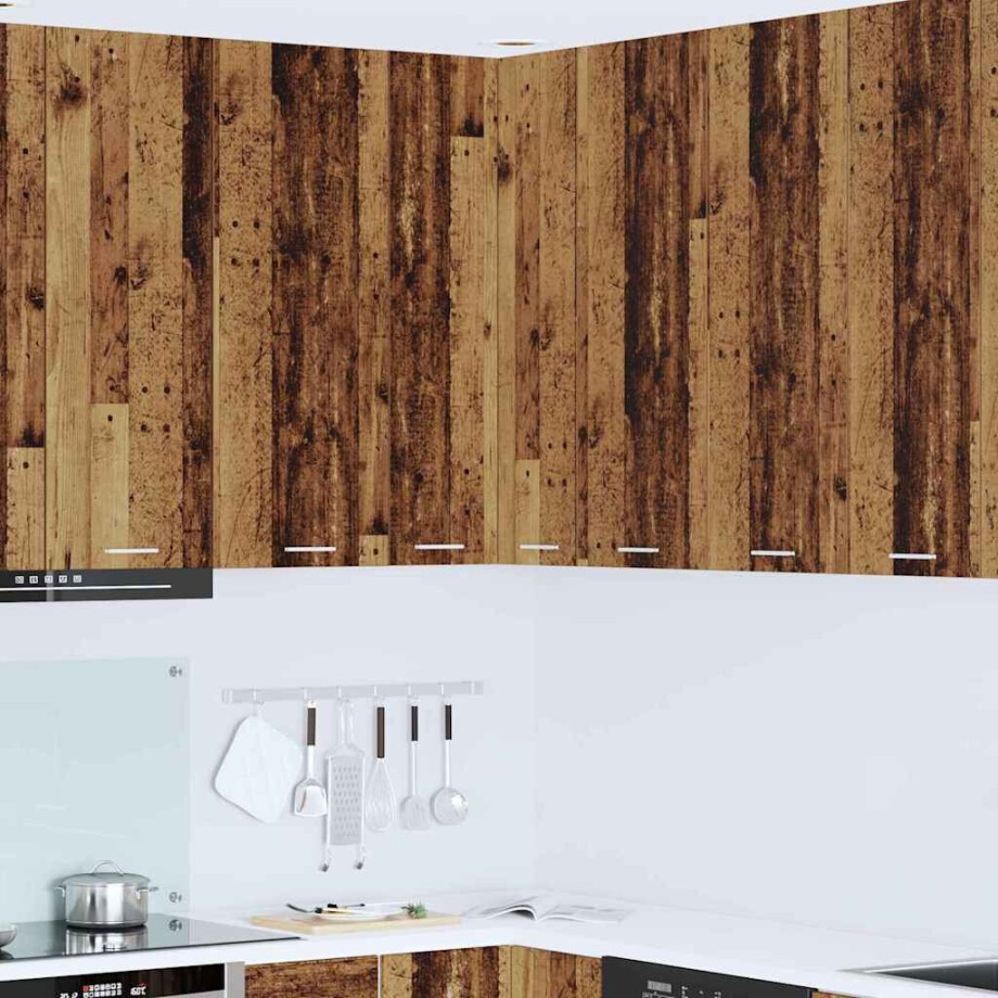 vidaXL Hangkast Oude Hout en Wit 57 x 57 x 100 cm Bewerkt hout afbeelding 1