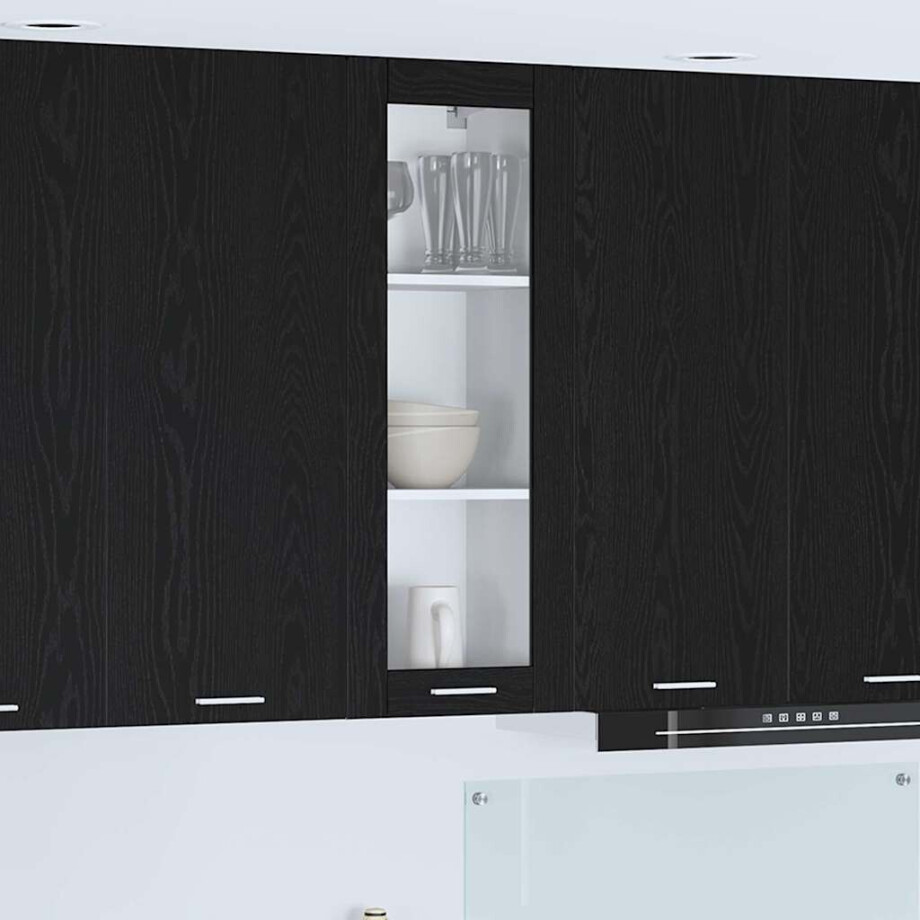vidaXL Hangkast met opslag Zwart Eiken 40 x 31 x 100 cm Bewerkt hout vidaXL Hangkast met opslag Zwart Eiken 40 x 31 x 100 cm Bewerkt hout afbeelding 1