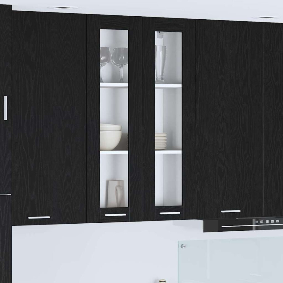 vidaXL Hangkast Riga Zwart Eiken 60 x 31 x 100 cm Bewerkt hout afbeelding 1