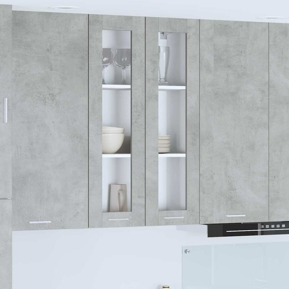 vidaXL Hangkast met opslag Beton Grijs 60 x 31 x 100 cm Bewerkt hout afbeelding 1