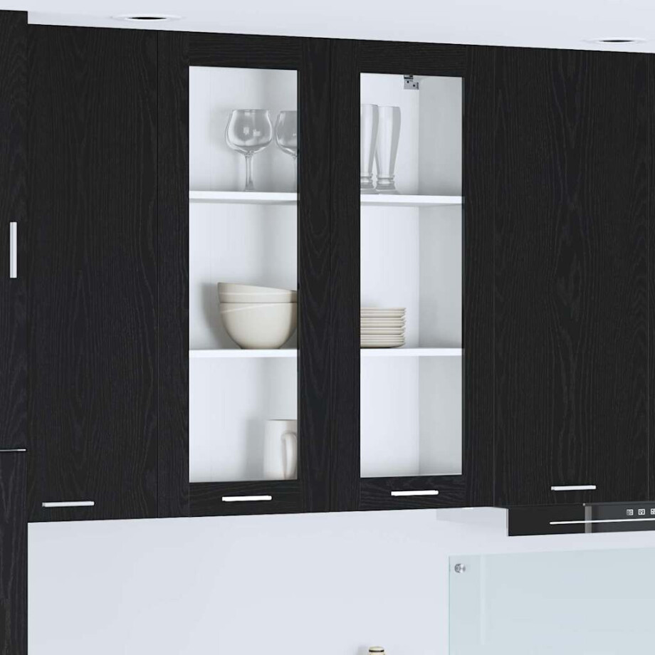 vidaXL Hangkast met opslag Zwart Eiken 80 x 31 x 100 cm Bewerkt hout afbeelding 1