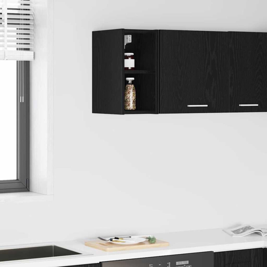 vidaXL Hangkast met opslag Zwart Eiken 20 x 29,5 x 40 cm Bewerkt hout afbeelding 1
