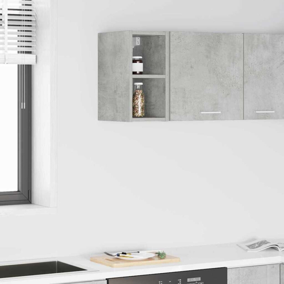 vidaXL Hangkast met opslag Beton Grijs 20 x 29,5 x 40 cm Bewerkt hout afbeelding 1