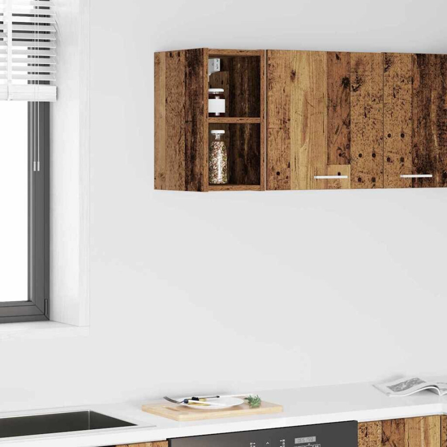 vidaXL Hangkast met opslag Oudhout 20 x 29,5 x 40 cm Bewerkt hout afbeelding 1
