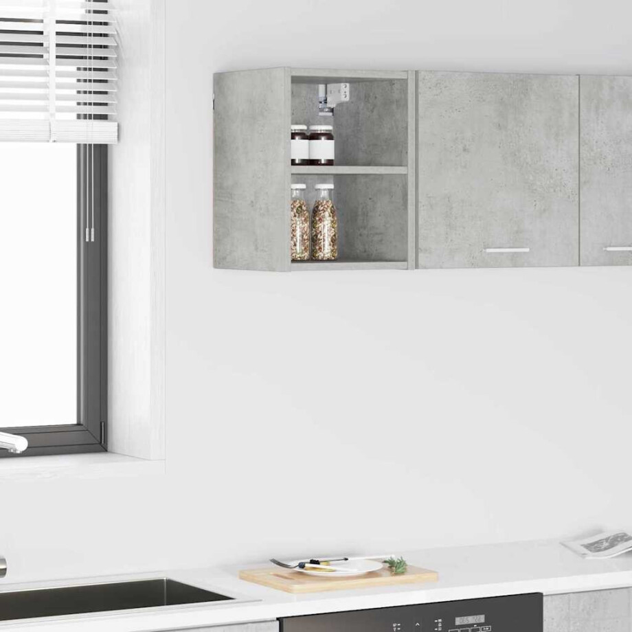 vidaXL Hangkast met opslag Beton Grijs 30 x 29,5 x 40 cm Bewerkt hout afbeelding 1