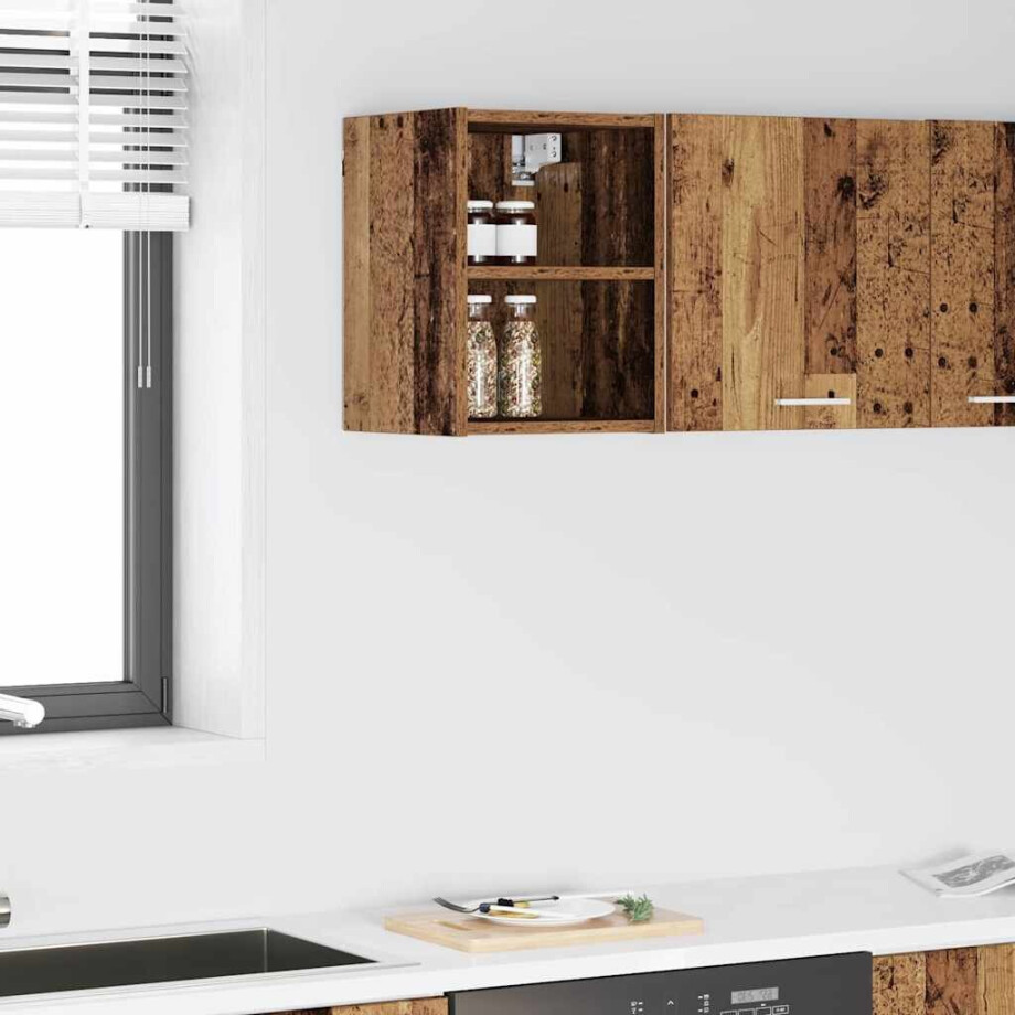 vidaXL Hangkast met opslag Oudhout 30 x 29,5 x 40 cm Bewerkt hout afbeelding 1