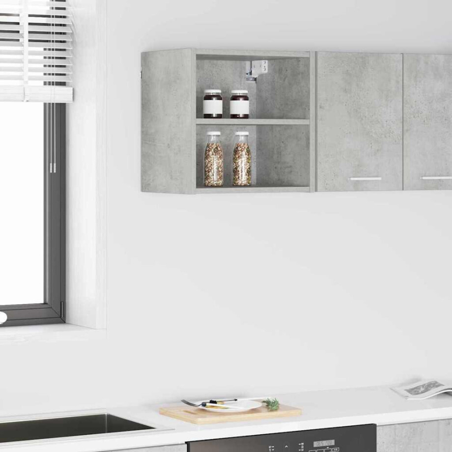 vidaXL Hangkast met opslag Beton Grijs 40 x 29,5 x 40 cm Bewerkt hout afbeelding 1