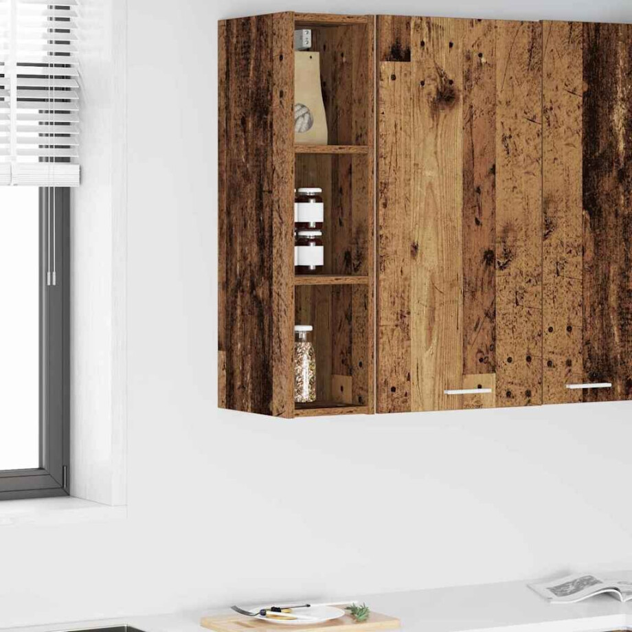 vidaXL Hangkast met opslag Oudhout 20 x 29,5 x 80 cm Bewerkt hout afbeelding 1