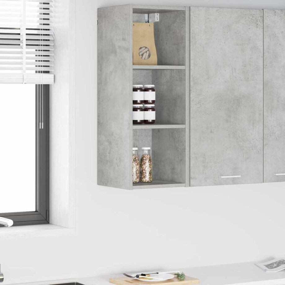 vidaXL Hangkast met opslag Beton Grijs 30 x 29,5 x 80 cm Bewerkt hout afbeelding 1