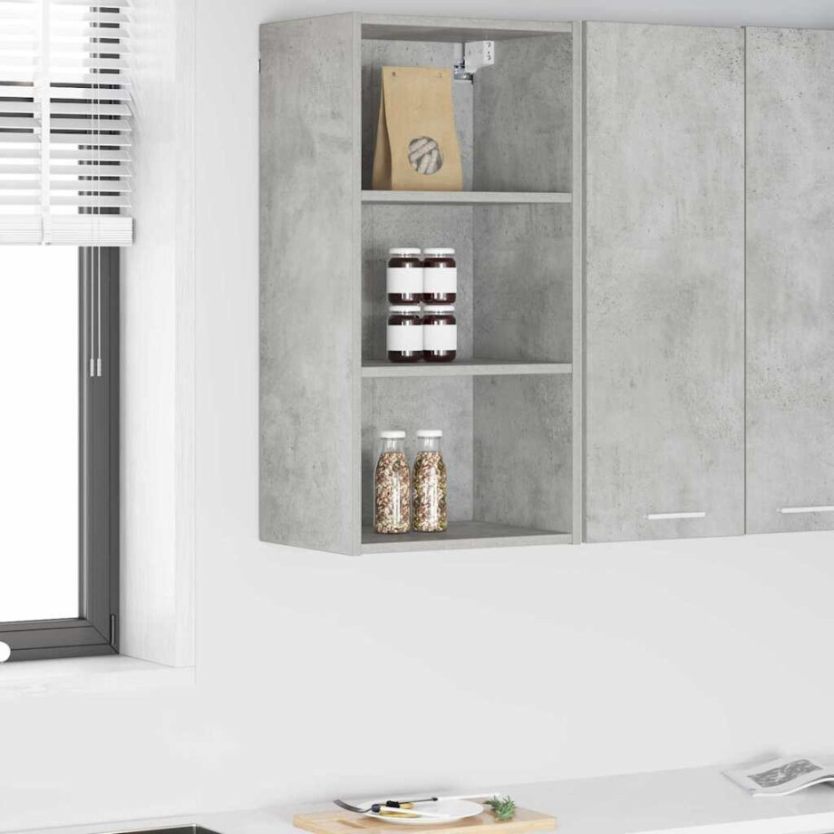 vidaXL Hangkast met opslag Beton Grijs 40 x 29,5 x 80 cm Bewerkt hout afbeelding 1