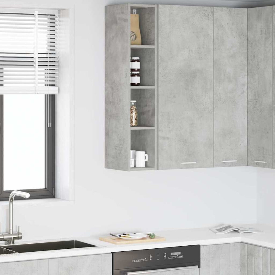 vidaXL Hangkast met opslag Beton Grijs 20 x 29,5 x 100 cm Bewerkt hout afbeelding 1