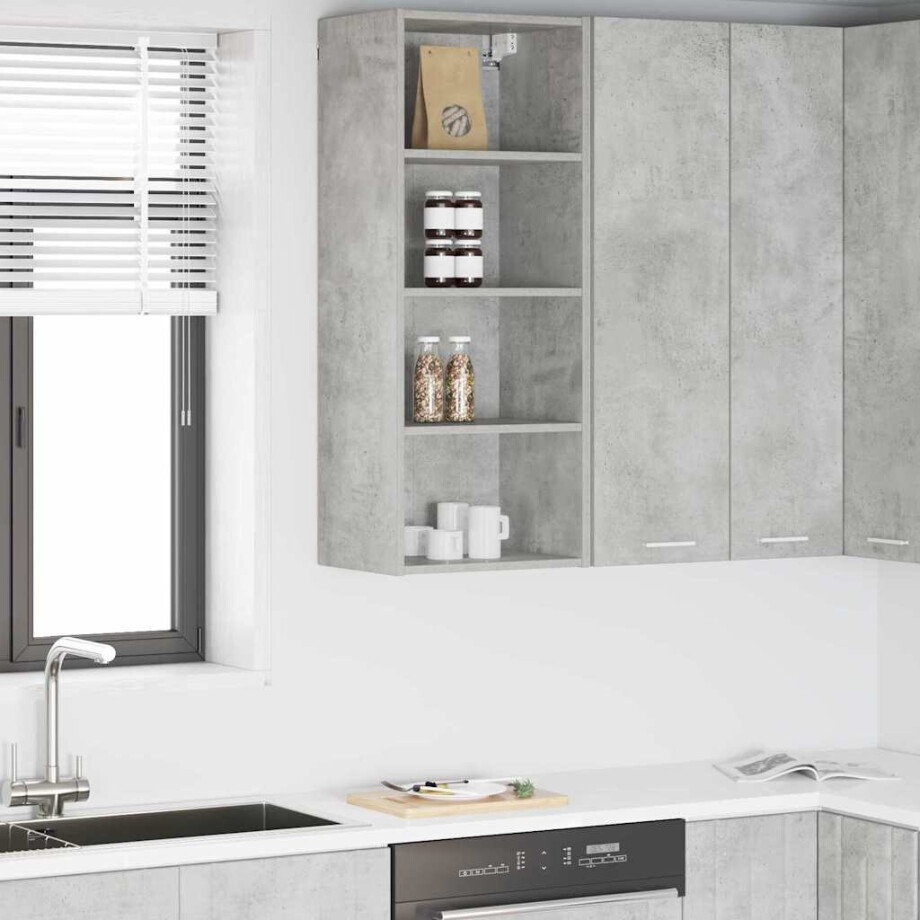 vidaXL Hangkast met opslag Beton Grijs 40 x 29,5 x 100 cm Bewerkt hout afbeelding 1