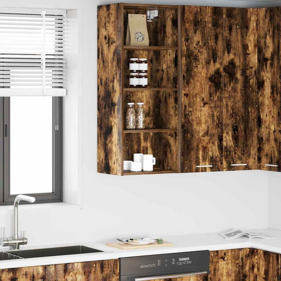 vidaXL Hangkast Gerookt eiken 40 x 29,5 x 100 cm Bewerkt hout afbeelding 1