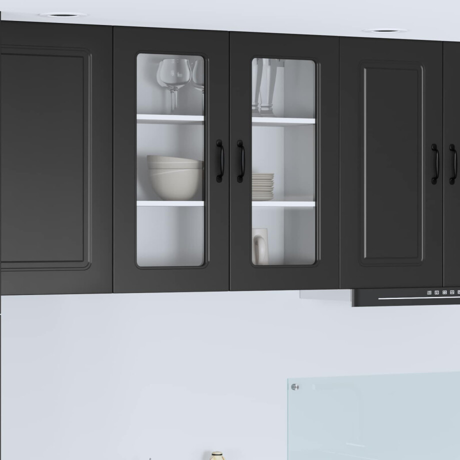 vidaXL Vaatwasserpaneel Kalmar Zwart 80 x 31 x 80 cm Bewerkt hout afbeelding 1