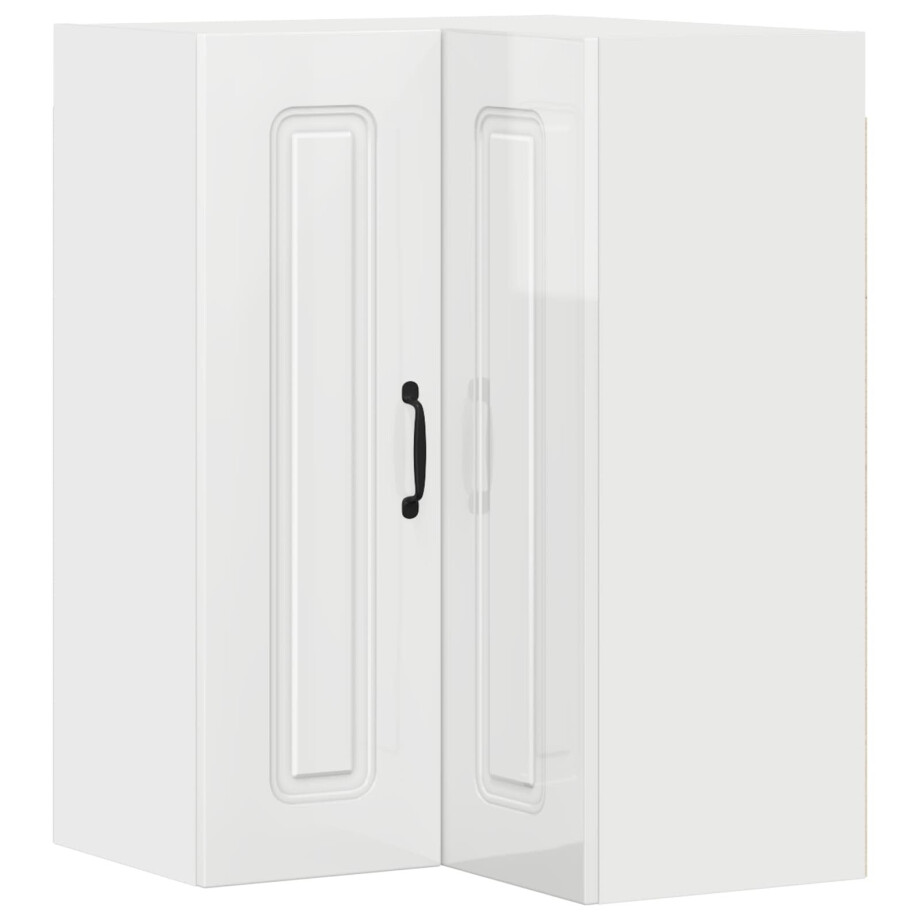 vidaXL Keukenkast Kalmar Hoogglans wit 57 x 57 x 80 cm Bewerkt hout afbeelding 1