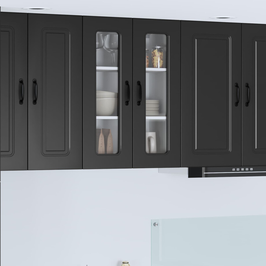 vidaXL Vaatwasserpaneel Kalmar Zwart 60 x 31 x 80 cm Bewerkt hout afbeelding 1