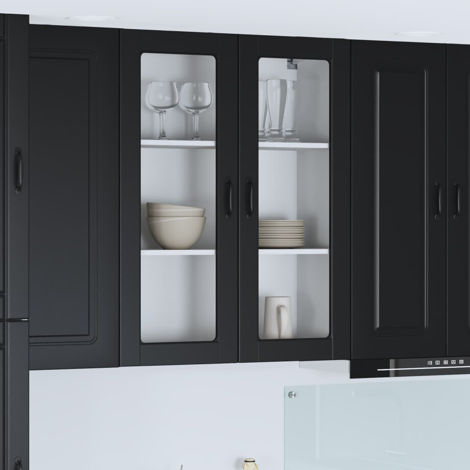 vidaXL Vaatwasserpaneel Kalmar Zwart 80 x 31 x 100 cm Bewerkt hout afbeelding 1