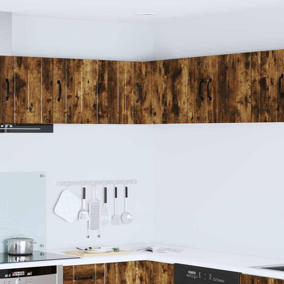 vidaXL Wandhoekkast Lucca Gerookt eiken 57 x 57 x 40 cm Bewerkt hout afbeelding 1